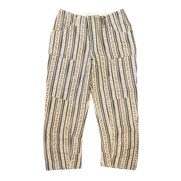 NWT FREE PEOPLE SUPERSONIC PRINTED SLIM PANTS- FARMHOUSE STRIPE-SIZE 12 - Picture 3 of 5
